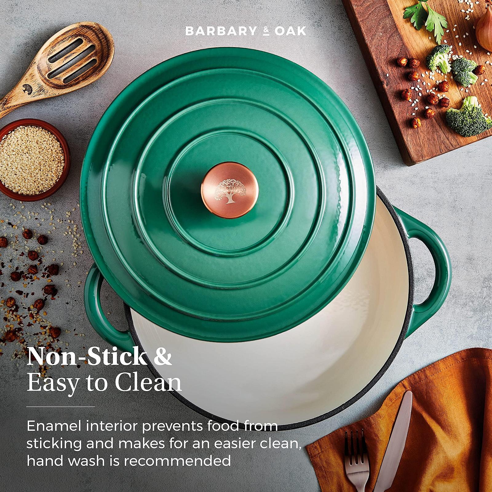 Жаровня Barbary & Oak BO800253GRN чугунная эмалированная 28 см зеленая, фото №4