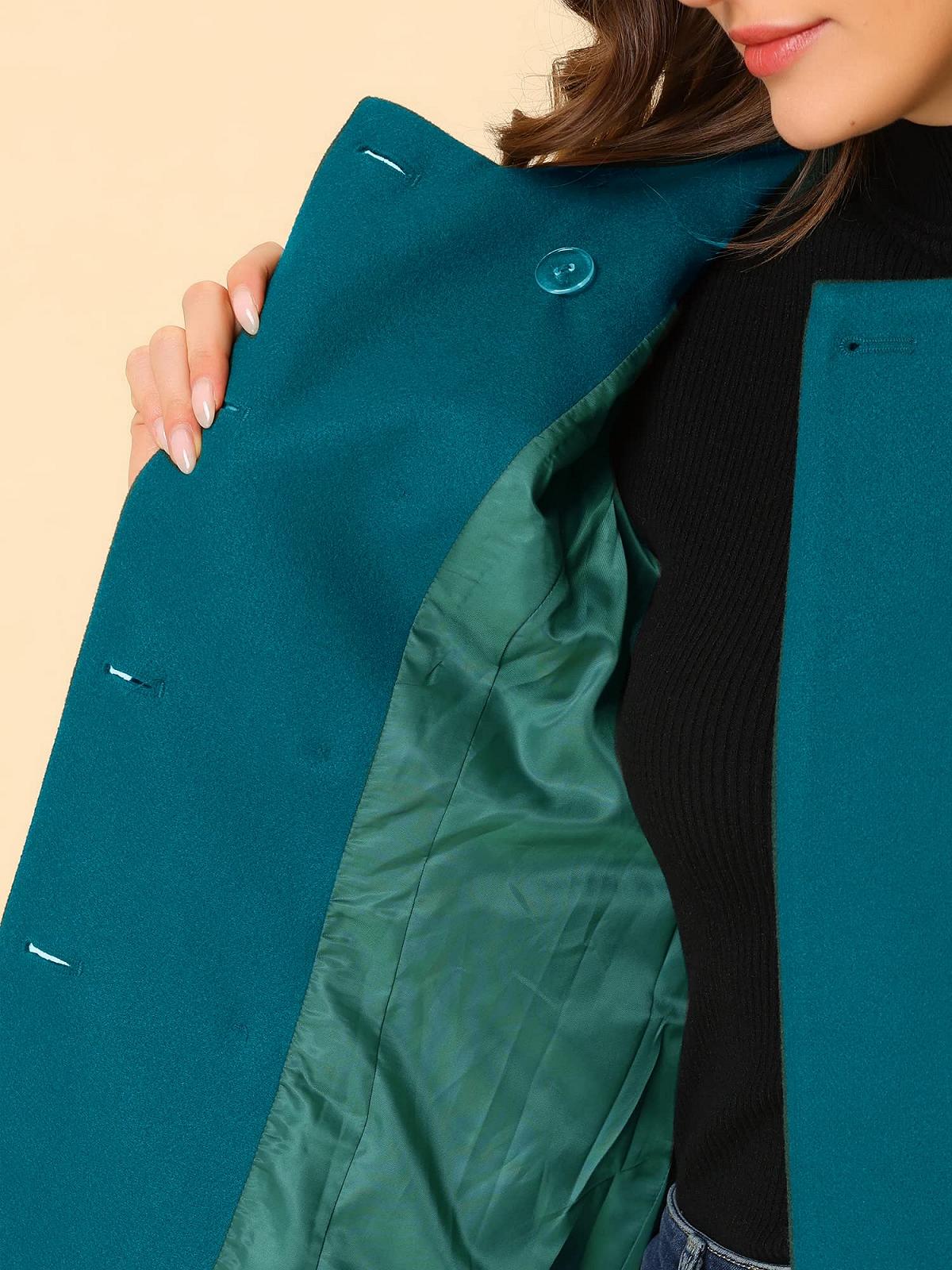 Пальто Allegra K З коміром "Пітер Пен" Двобортне Зимове, фото №5 Пальто Allegra K З коміром "Пітер Пен" Двобортне Зимове, фото №5