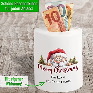 Скарбничка керамічна Merry Christmas персоналізована Санта-Клаус synthetic.ua - Фото 1