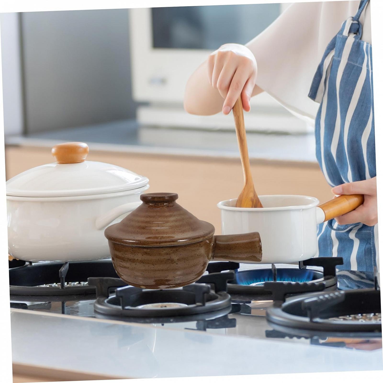 Глиняный горшок с крышкой для микроволновой печи с антипригарным покрытием и вентиляционным отверстием 1 шт., фото №5