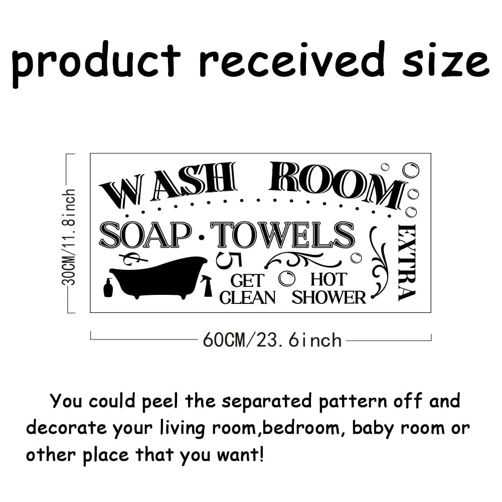 Наклейка на стіну SUPERDANT Get Clean Hot Shower для ванної вінілова 60 x 30 см Чорна, фото №2