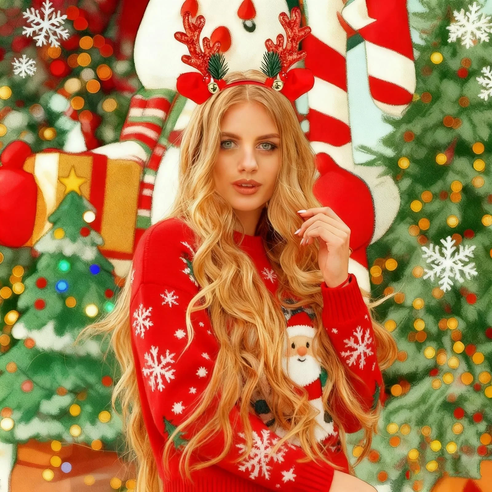 Набір з 2 Різдвяних обручів для волосся з оленячими ріжками, фото №6