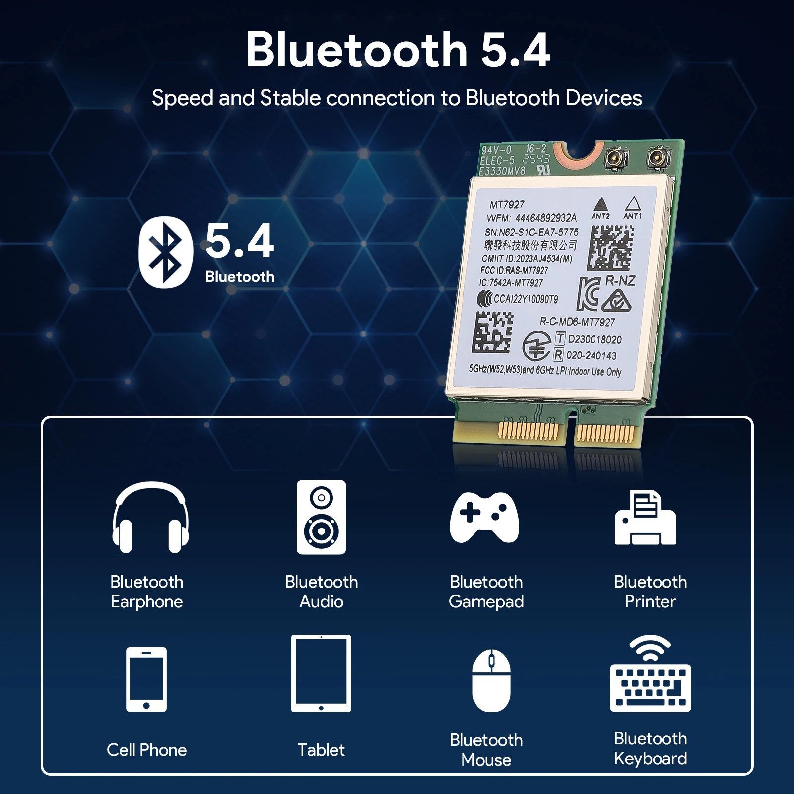 Wi-Fi адаптер EDUP MT7927 WiFi 7 MLO MU-MIMO (Intel and AMD), фото №4