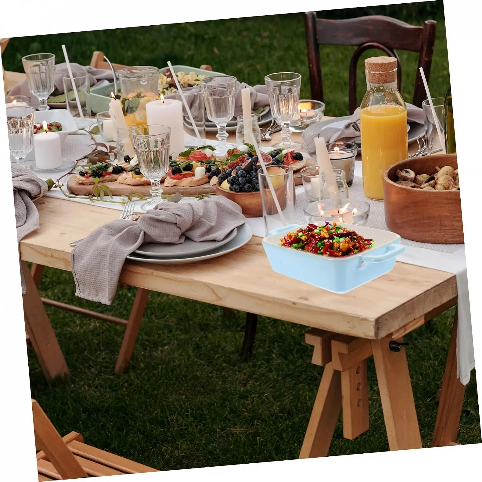 Форма для запікання Керамічна З високим бортом та двома ручками Блакитна, фото №7 Форма для запікання Керамічна З високим бортом та двома ручками Блакитна, фото №7