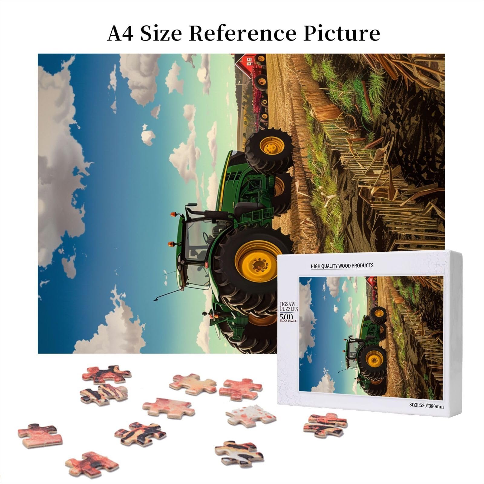 Пазл Wooden Puzzle Tractor Farm 500 деталей 38 x 52 см с коробкой для хранения, фото №5
