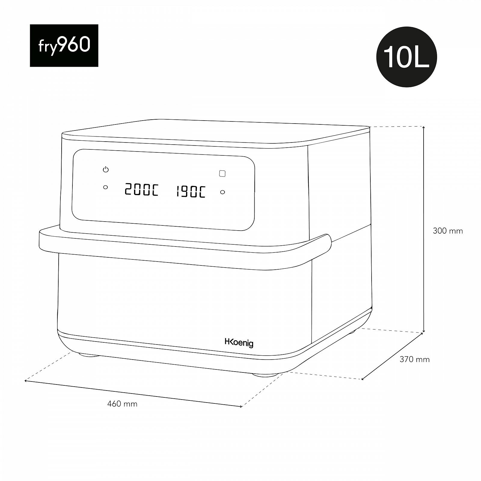 Мультипечь H.Koenig XXL FRY960-10L 10 л (5 л + 5 л) 8 программ 2400 Вт Чёрная, фото №9