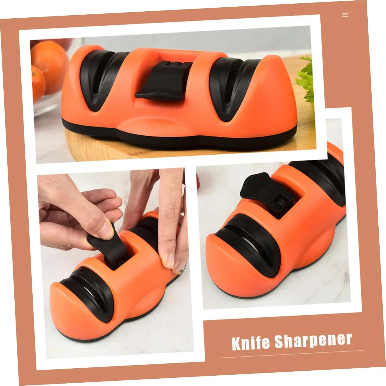 Точило для ножів ручна 2 слоти з вакуумною присоскою Orange, фото №9