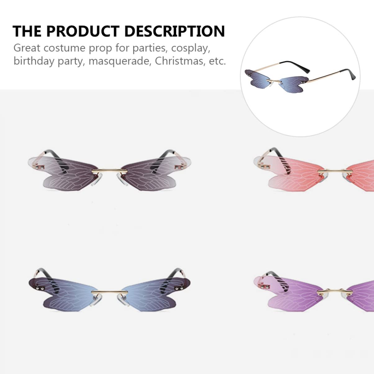 Сонцезахисні окуляри PACKOVE 3 шт. Dragonfly Жіночі окуляри без оправи Метал, фото №9