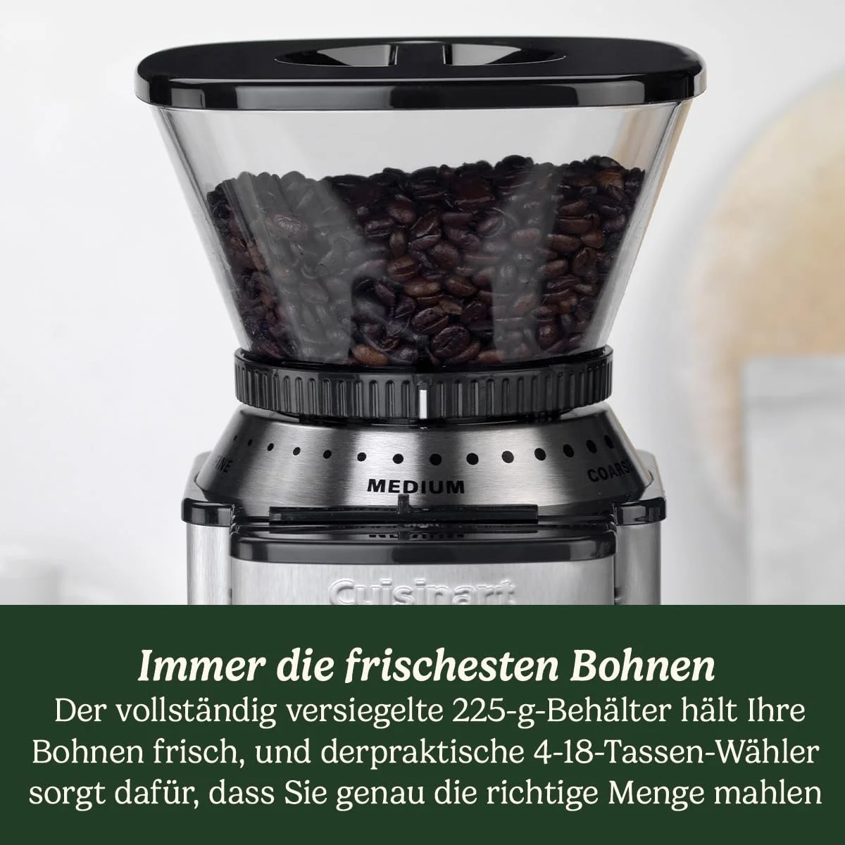 Кавомолка Cuisinart 4-18 чашок 18 налаштувань помелу, фото №5 Кавомолка Cuisinart 4-18 чашок 18 налаштувань помелу, фото №5