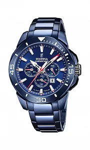 Часы Festina Мужские F20643/1 Нержавеющая сталь Синий 47 мм Водостойкость 10 Бар - Фото 1