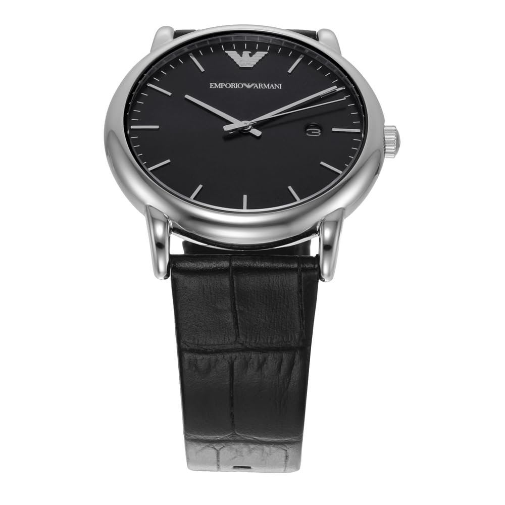 Годинник Emporio Armani чоловічий, кварцовий механізм з трьома стрілками, датою, корпус 43 мм, шкіряний ремінець, фото №4