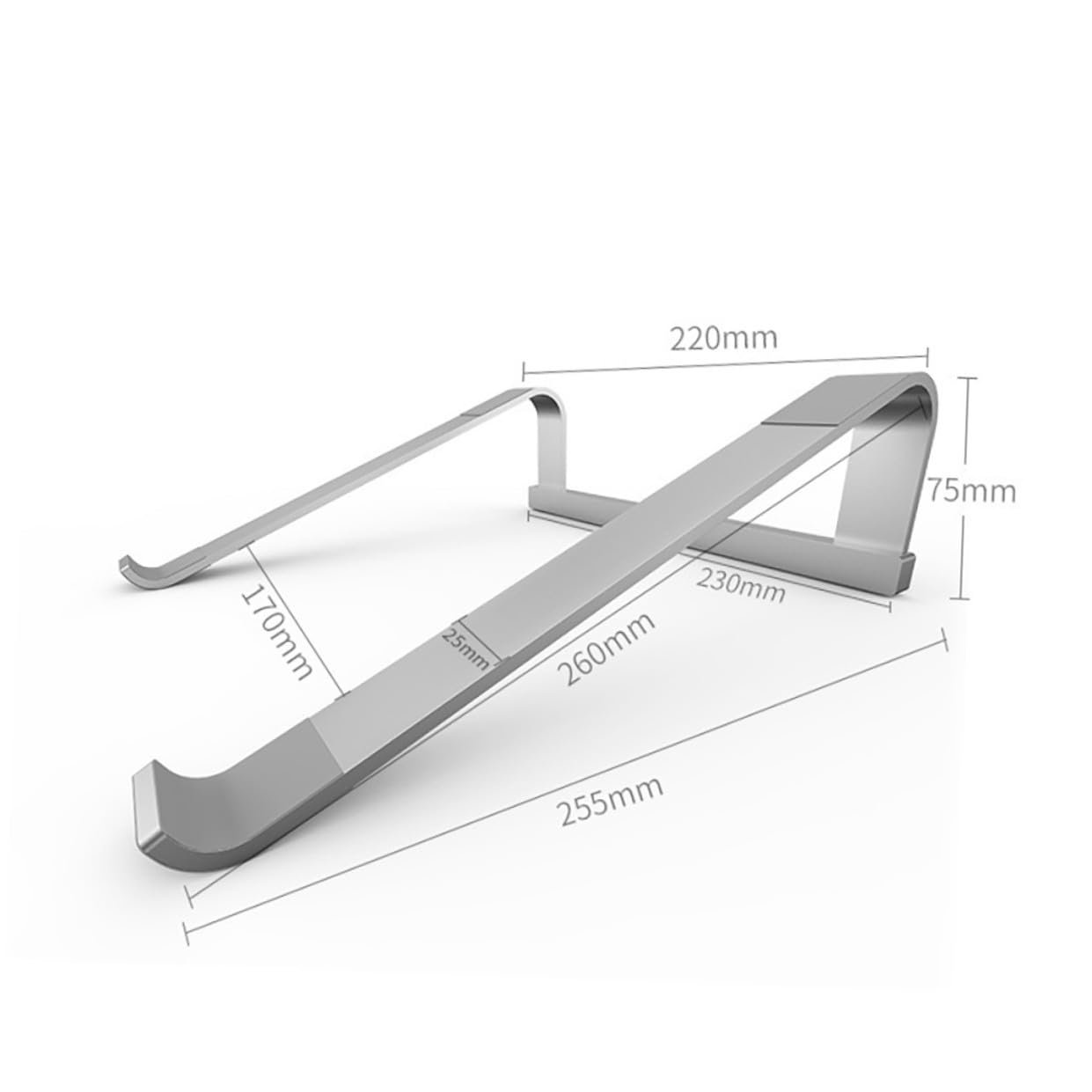 Підставка для ноутбука Praktischer з алюмінієвого сплаву, вентильована, портативна, срібляста, фото №2