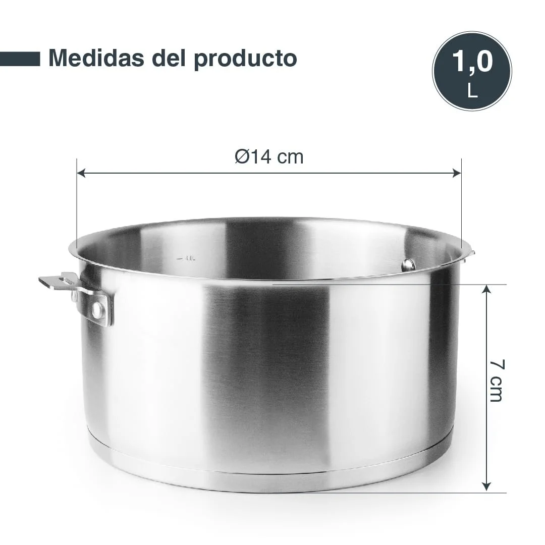 Сотейник Lacor 56614 1 л 18/10 нержавіюча сталь алюміній індукційний 14 см, фото №2