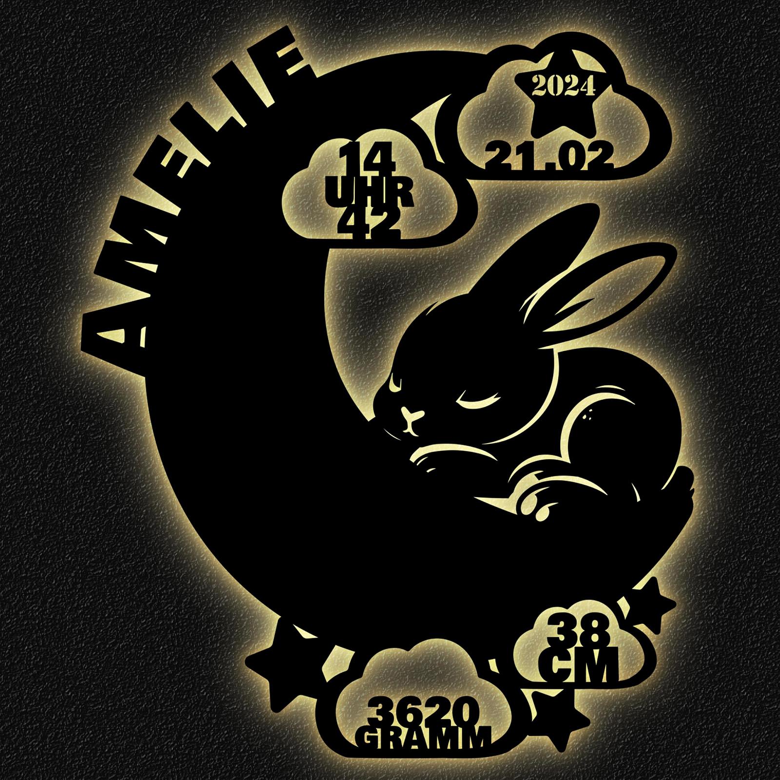 Светильник Namofactur DIY Moon Rabbit Персонализированный Подарок для Младенцев с Подсветкой LED, фото №1