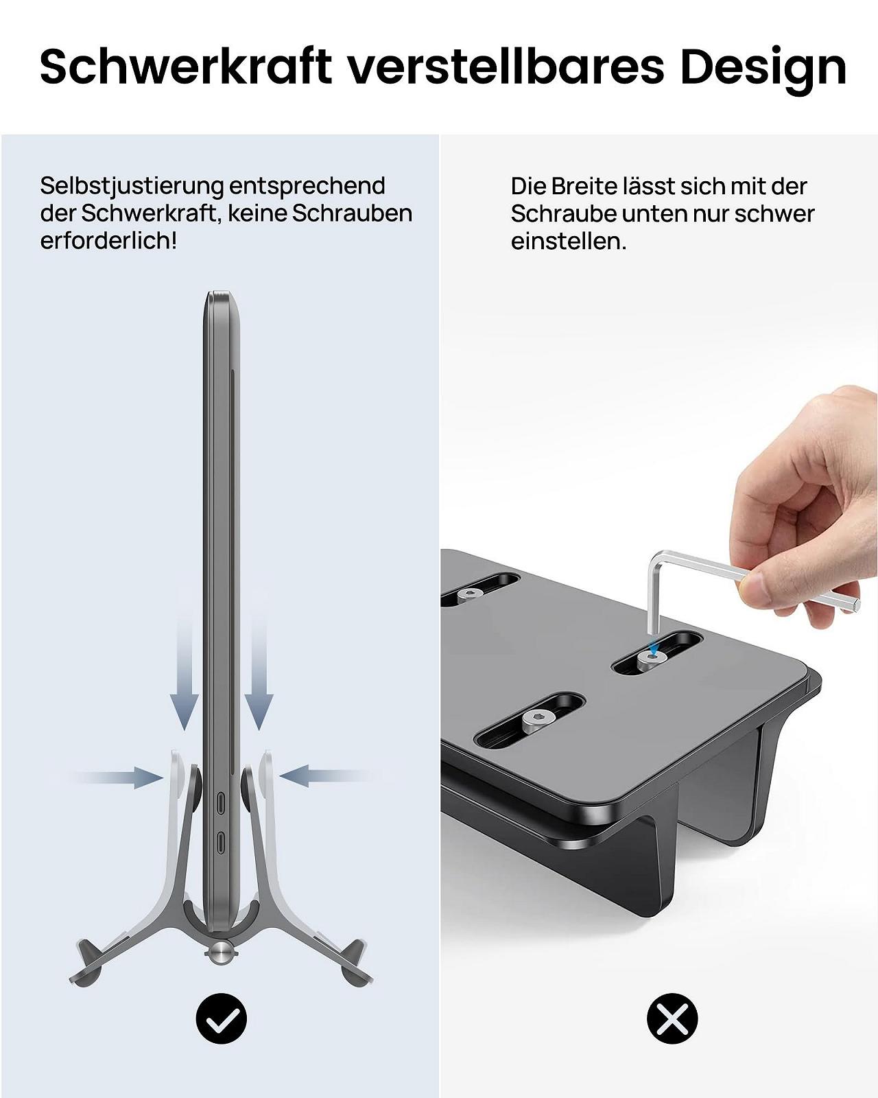 Подставка вертикальная SODI Алюминиевый сплав Автоматическая Cерый для MacBook Air, MacBook Pro, iPad, iPhone, Notebook, фото №5