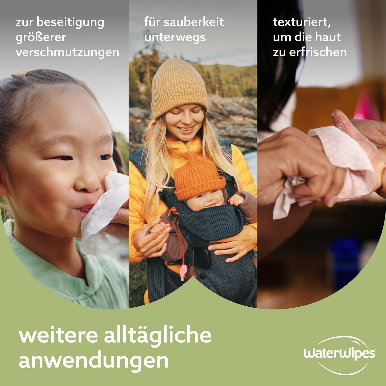 Серветки WaterWipes Текстурированные для детей и младенцев, 240 шт (4 упаковки), на 99,9% на водной основе, без запаха, для чувствительной кожи, фото №6