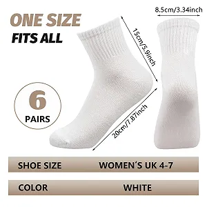 Шкарпетки Жіночі Бавовняні Спортивні Білі 6 пар 35-38/39-42 synthetic.ua - Фото 1