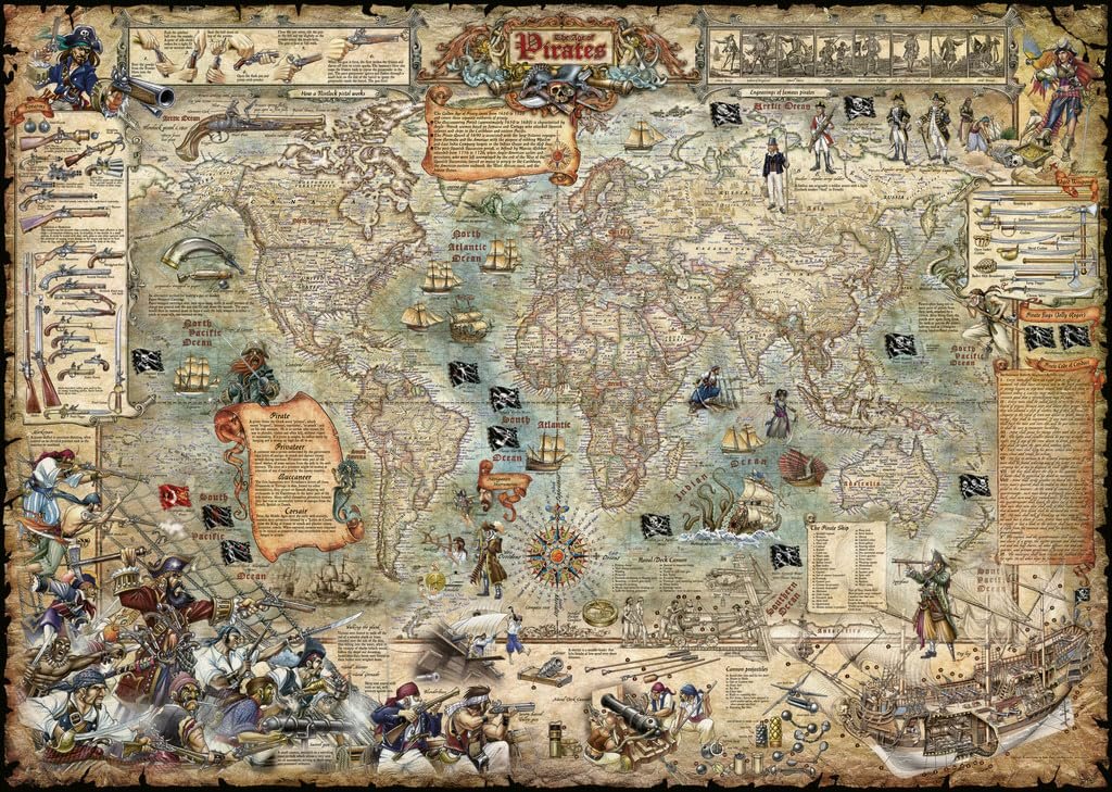 Пазл Heye Art Poster 29847 Pirate with Map of the World 2000 элементов, фото №3