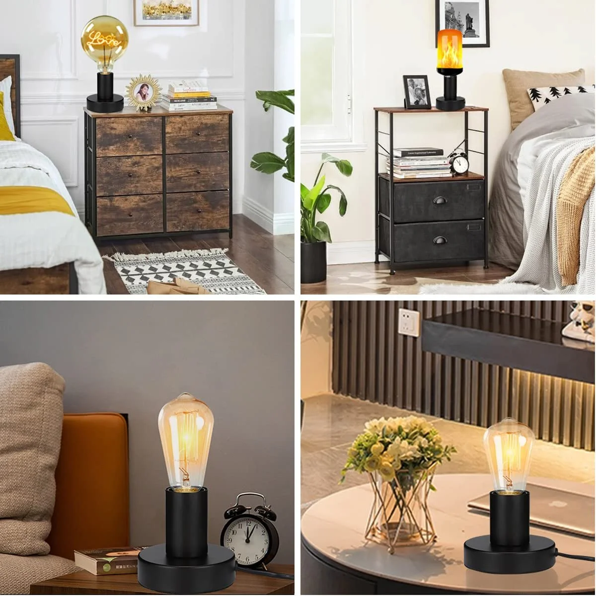 Настільна лампа набір з 2 шт. E27 макс. 40 Вт чорний, фото №8