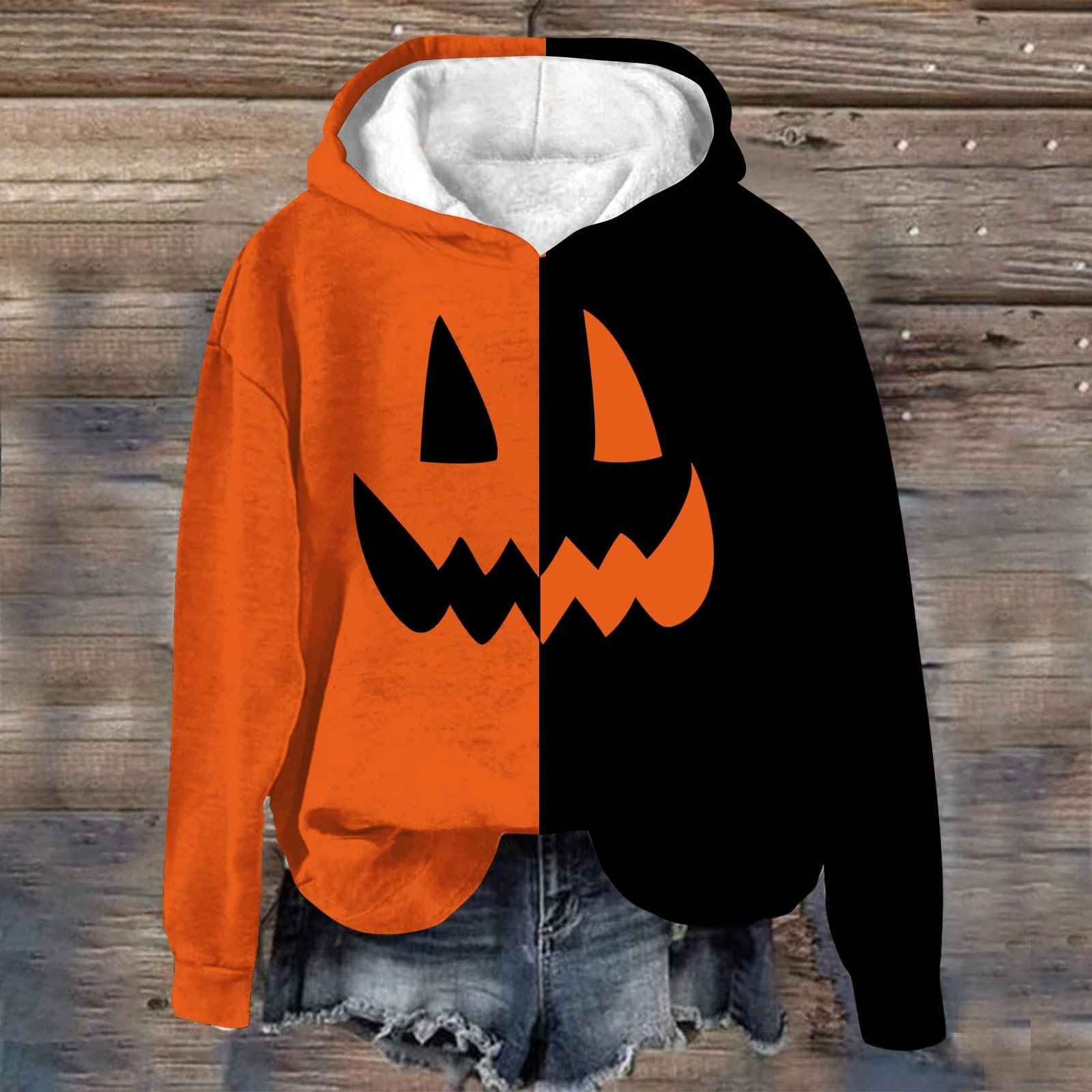 Женский свитшот Generisch Свободный летний женский топ с длинными рукавами, длинный пуловер для девушек-подростков Harajuku, женский свитшот без капюшона с V-образным вырезом, сексуальный страшный костюм на Хэллоуин, фото №2