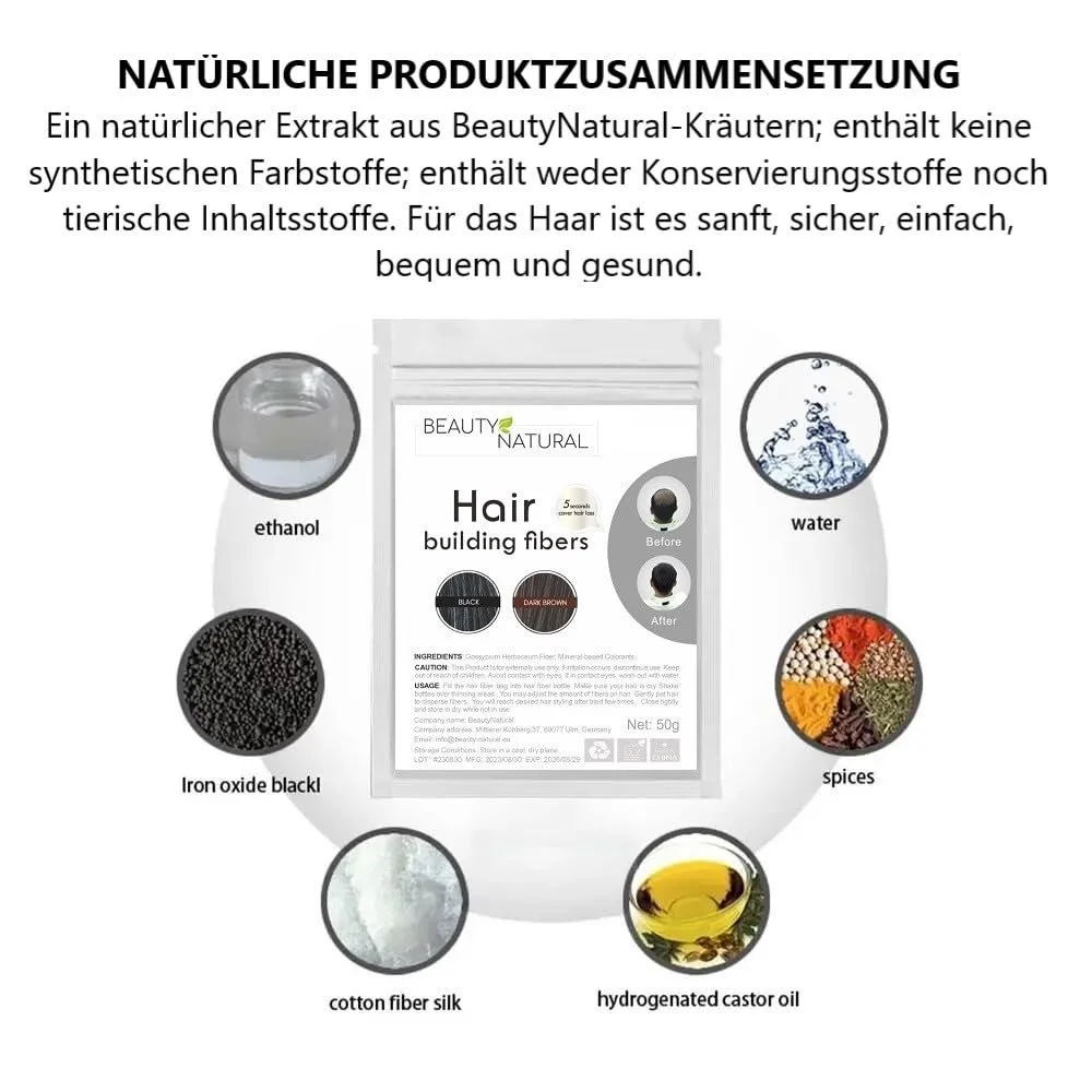 Преміум засіб для потовщення волосся BeautyNatural для наливання та розсіяного волосся, фото №1