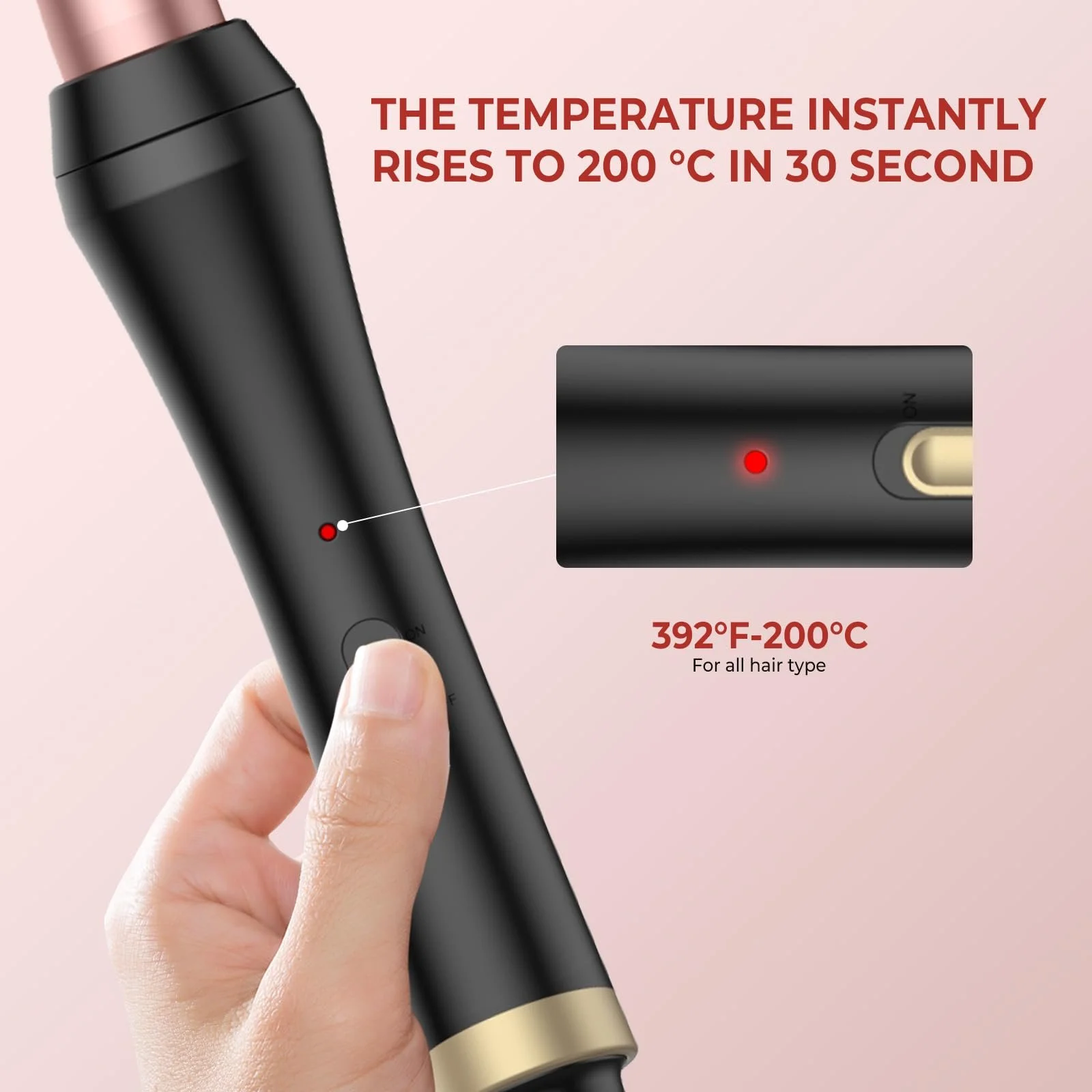 Плойка конусная керамическая 13-25 мм 220 °C 100-240 В Розовое золото/Черный, фото №6 Плойка конусная керамическая 13-25 мм 220 °C 100-240 В Розовое золото/Черный, фото №6