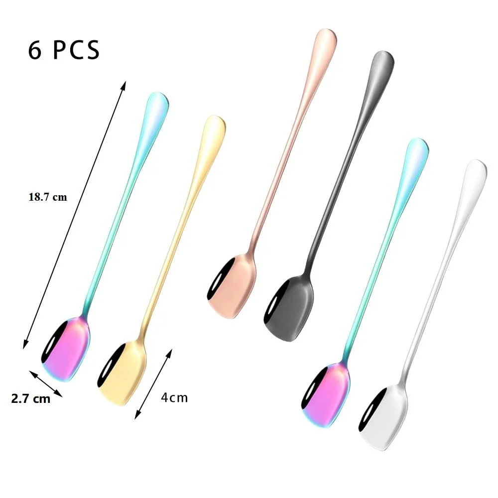 Ложка для лате макіато з нержавіючої сталі 18.7 см, набір 6 шт, фото №7