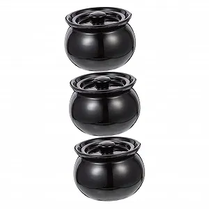 Набор кастрюль для супа Cabilock 3 шт. Керамические Жаропрочные Черные с Ручками - Фото 1