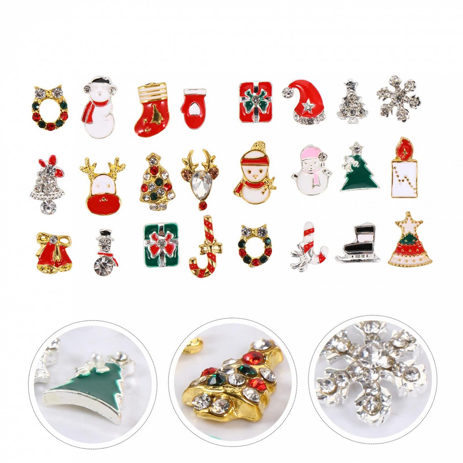 Ялинка, брендOOFAN, 6 коробок, сплав, різдвяні, 3D для дизайну нігтів, фото №7