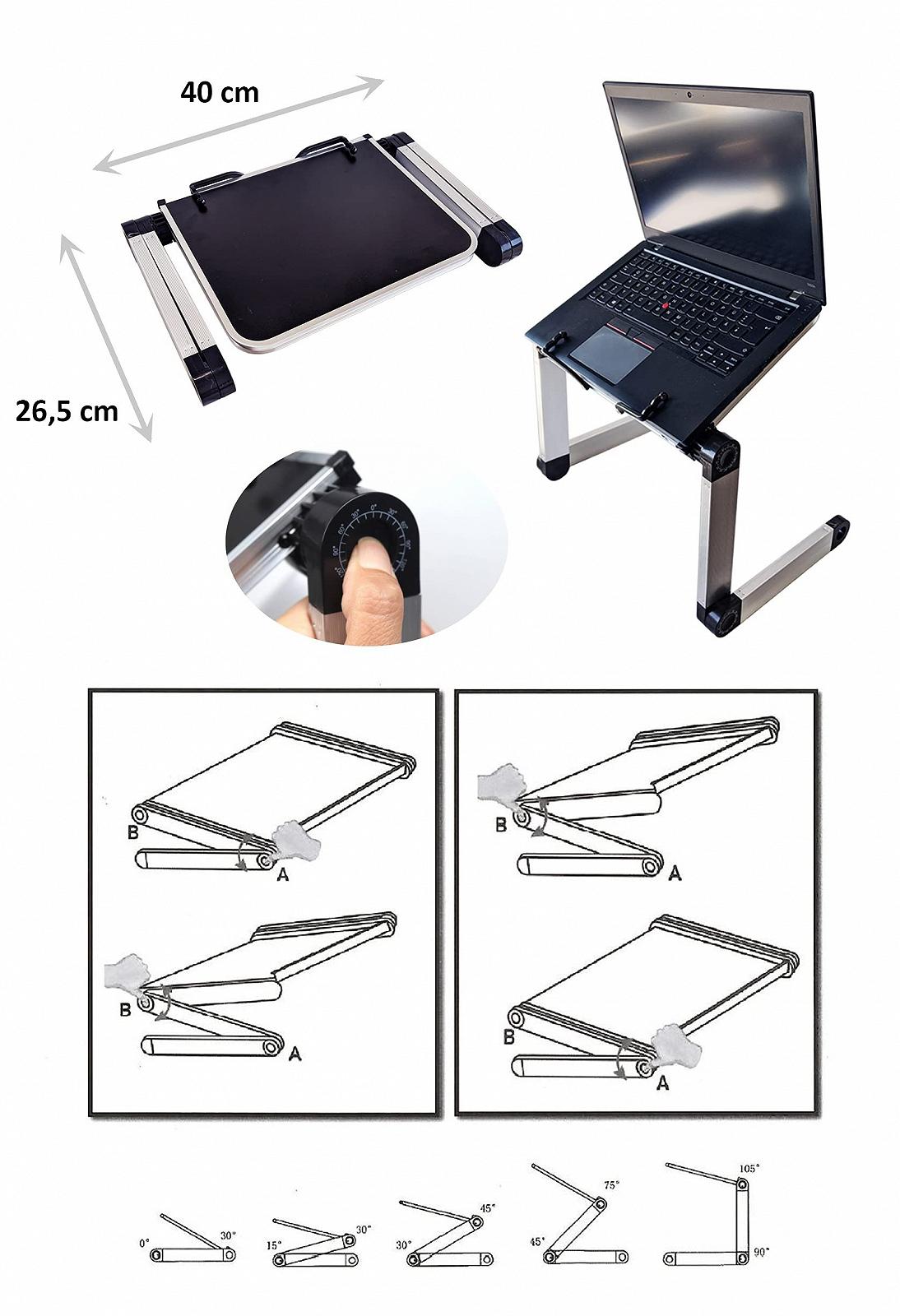 Подставка для ноутбука Table Buddy Эргономичная, алюминиевая, легкая, регулируемая по высоте, регулируемая по углу наклона, складная, 30.5 x 24.5 см, фото №4