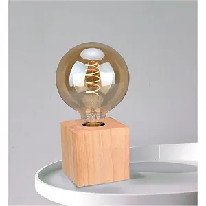 Настільна лампа MeLiTec Base Cube квадратна з дерев'яною поверхнею synthetic.ua - Фото 1