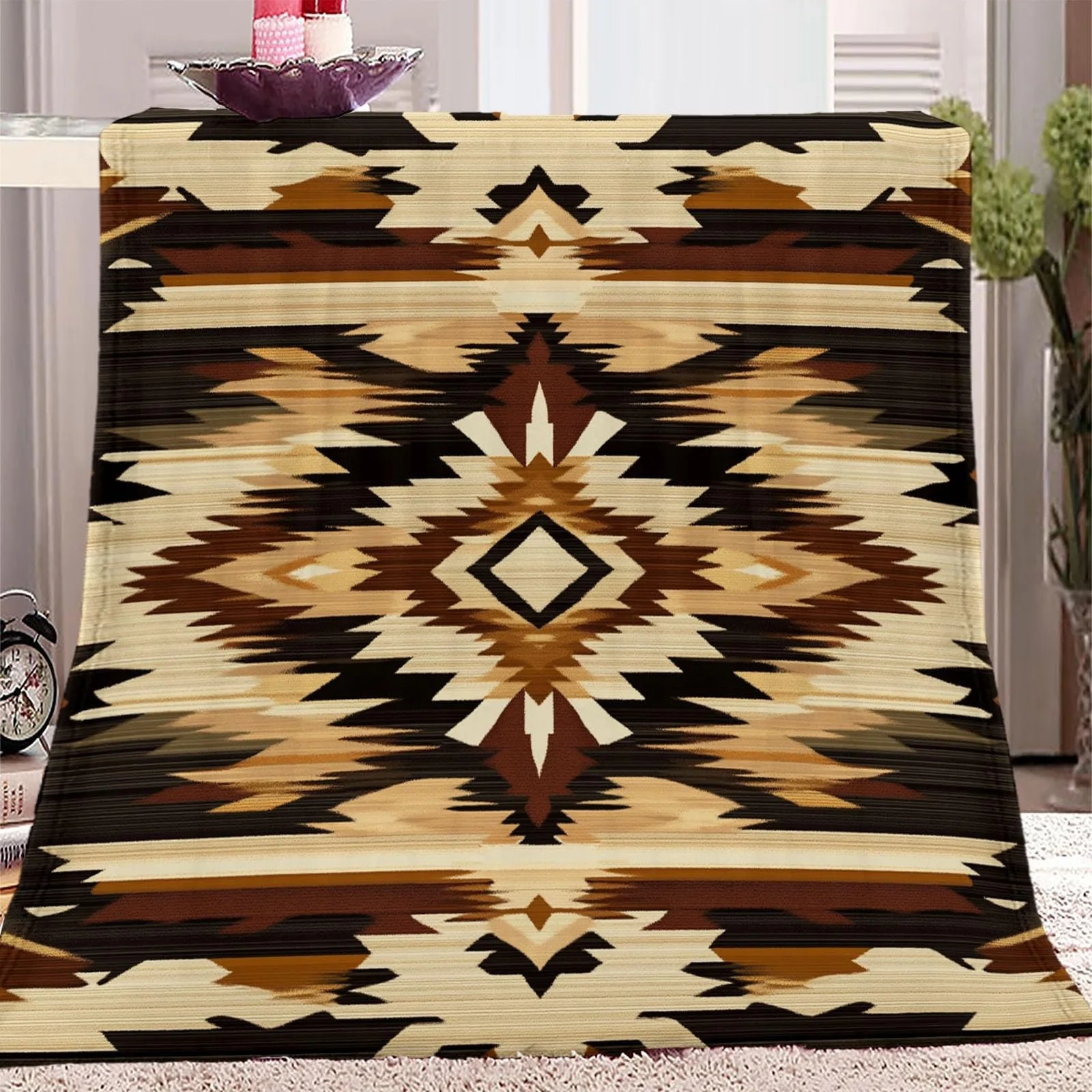 Покривало Фланелева М'яка, Ретро Килим, Текстура, Brown Yellow, 220 x 240 см, фото №1