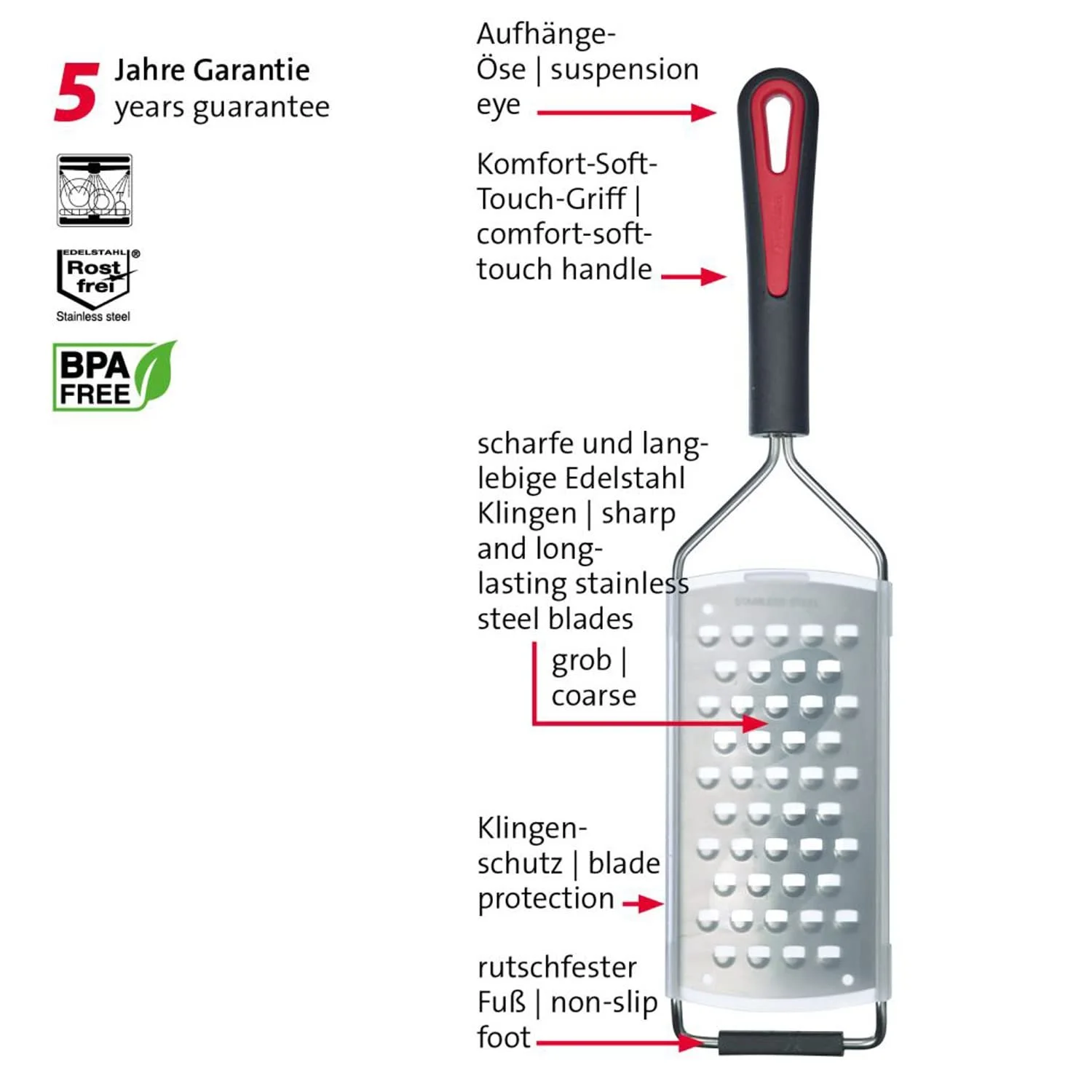 Терка Westmark Gallant Square 29732270, крупная, черный/красный/серебристый, фото №5
