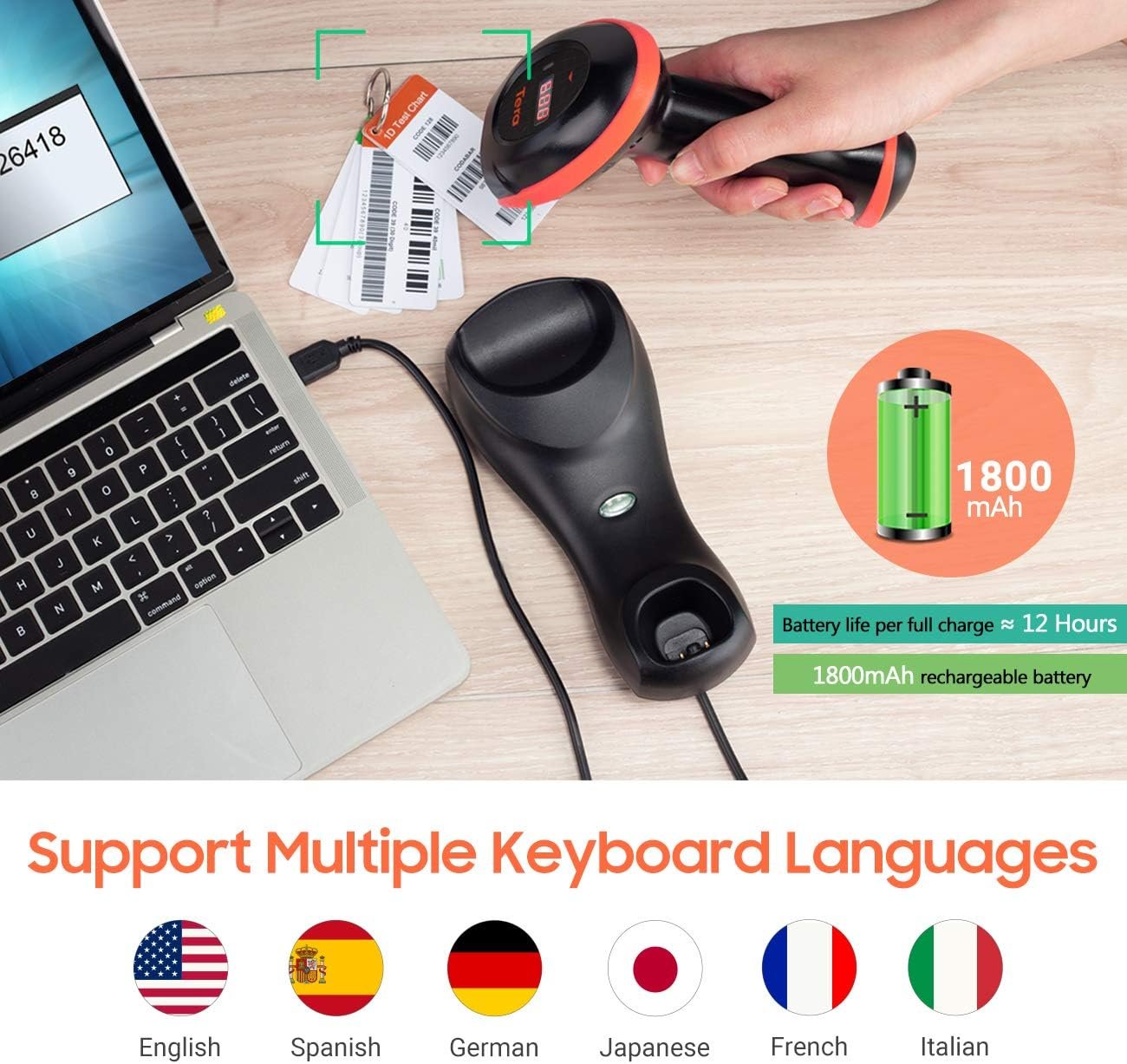 Сканер Tera HW0008 Черно-оранжевый, фото №6