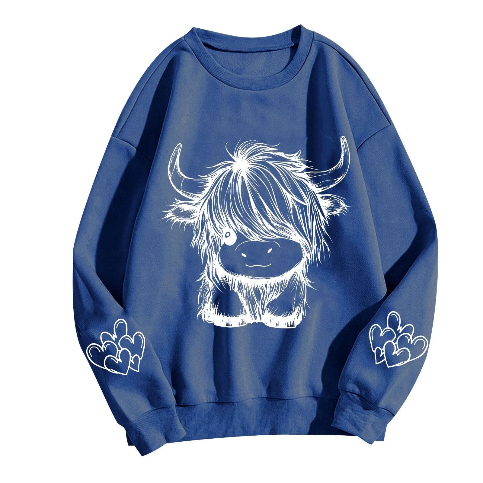 Лонгслив Komiseup Basic с круглым вырезом, с принтом животных, спортивный, без капюшона, повседневный, с коровьим принтом, для подростков M, фото №4