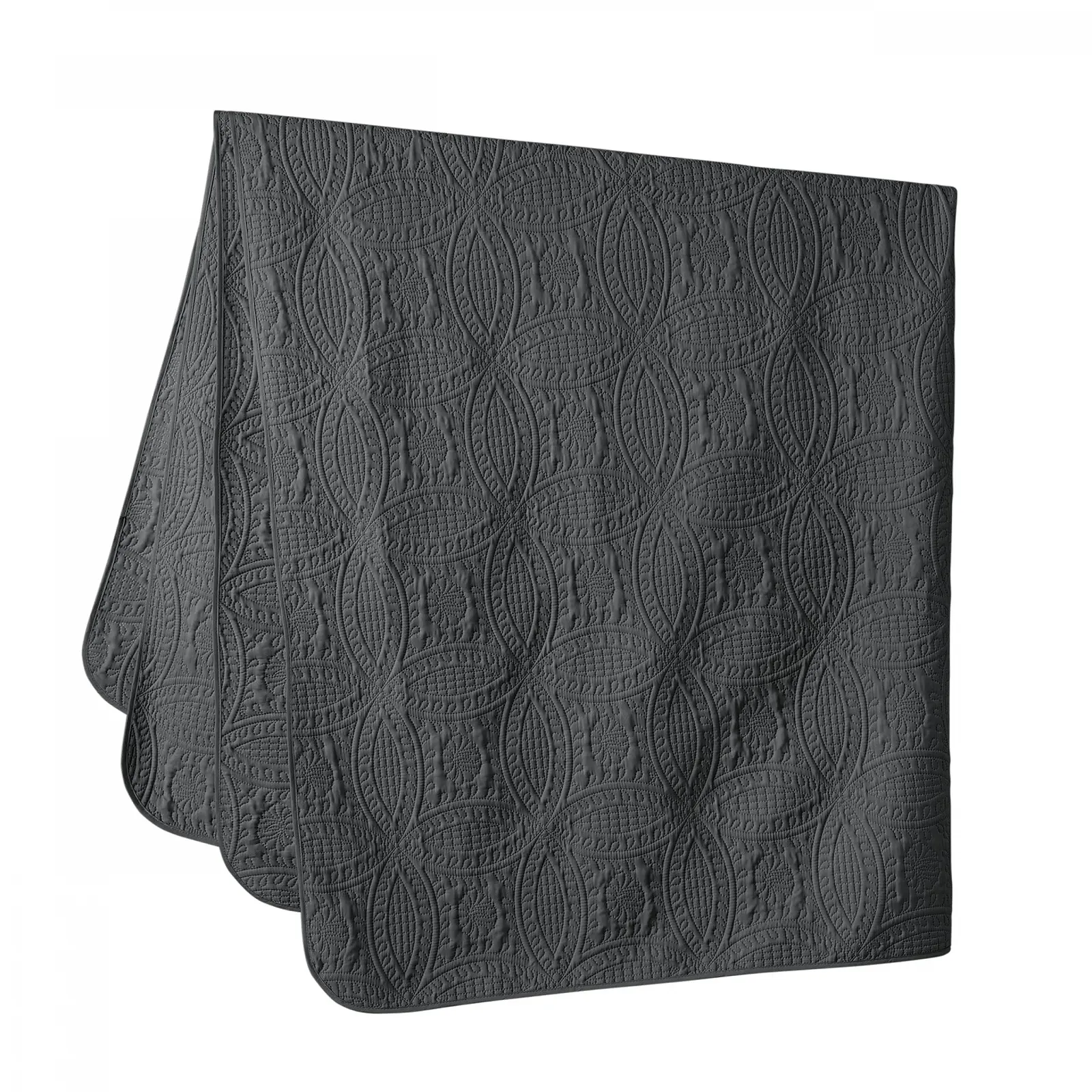 Покривало Chezmoi Collection Austin 3 предмети Queen, Вугільний, фото №7