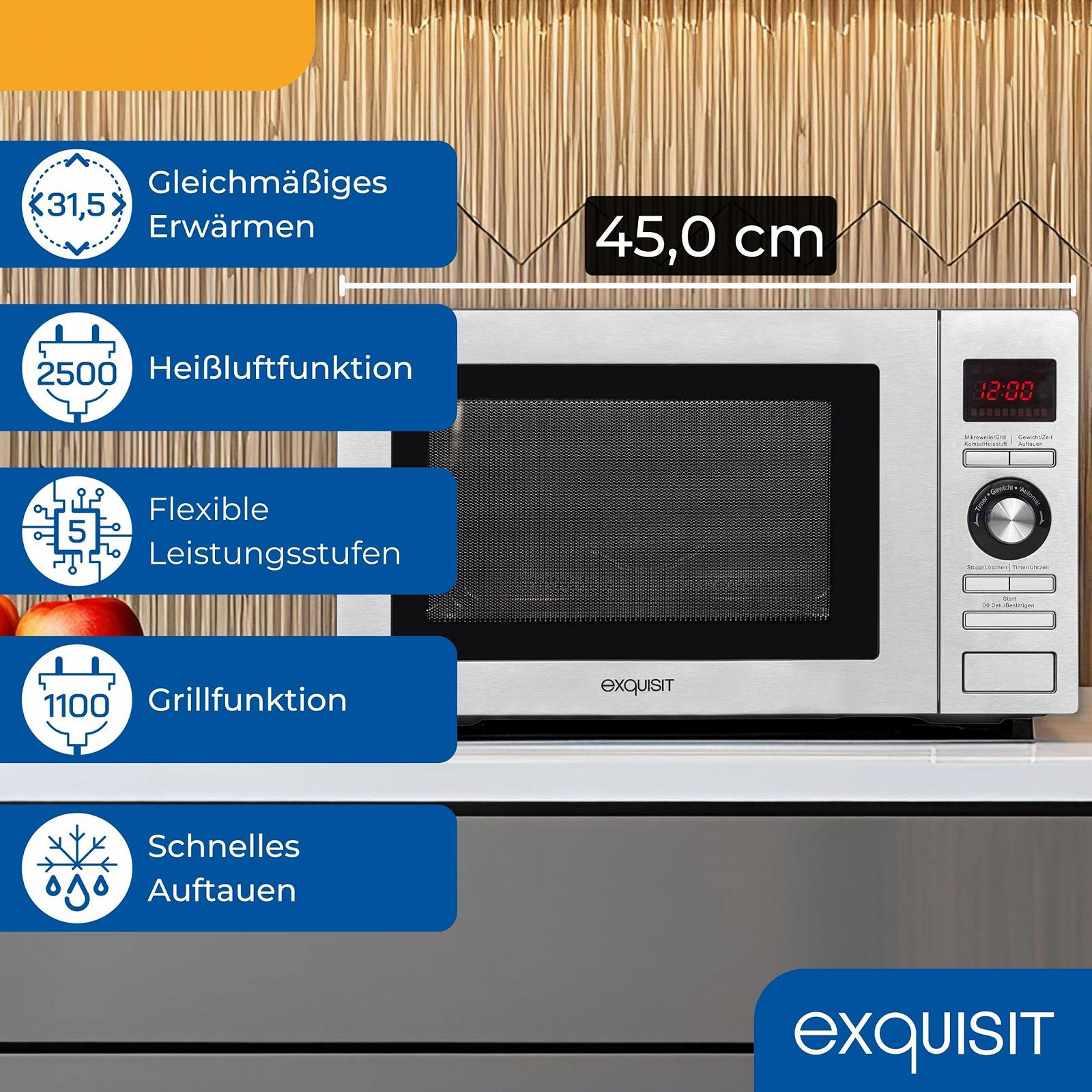 Микроволновая печь с грилем и конвекцией Exquisit MW 59025 H-3 25 л поворотный стол 31,5 см таймер 5 уровней мощности 2500 Вт, фото №4 Микроволновая печь с грилем и конвекцией Exquisit MW 59025 H-3 25 л поворотный стол 31,5 см таймер 5 уровней мощности 2500 Вт, фото №4