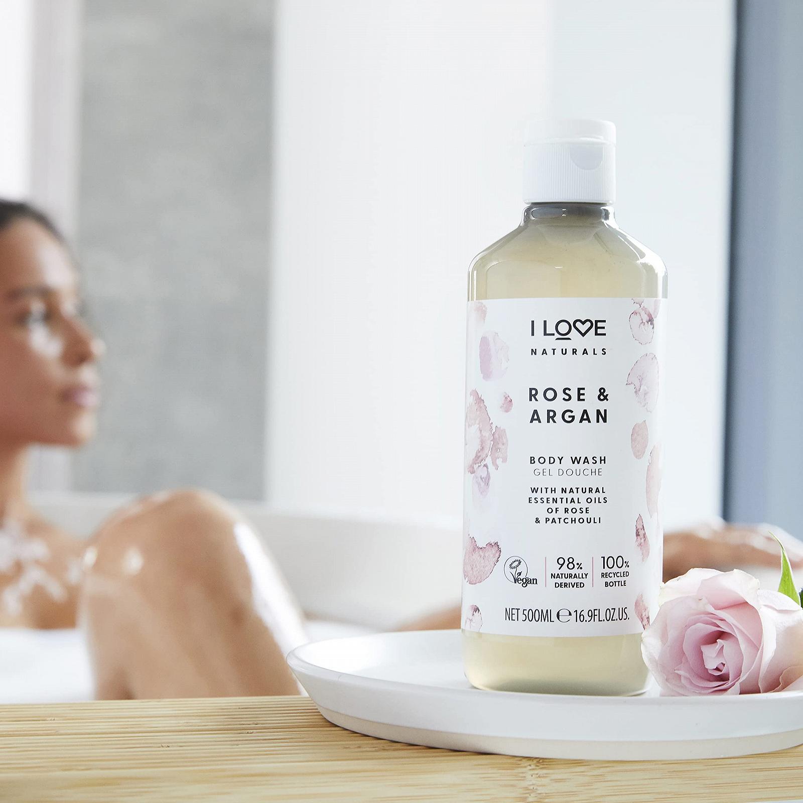 Гель для душу I Love Naturals Rose & Argan з оліями троянди та пачулі 3 x 500 мл, фото №2
