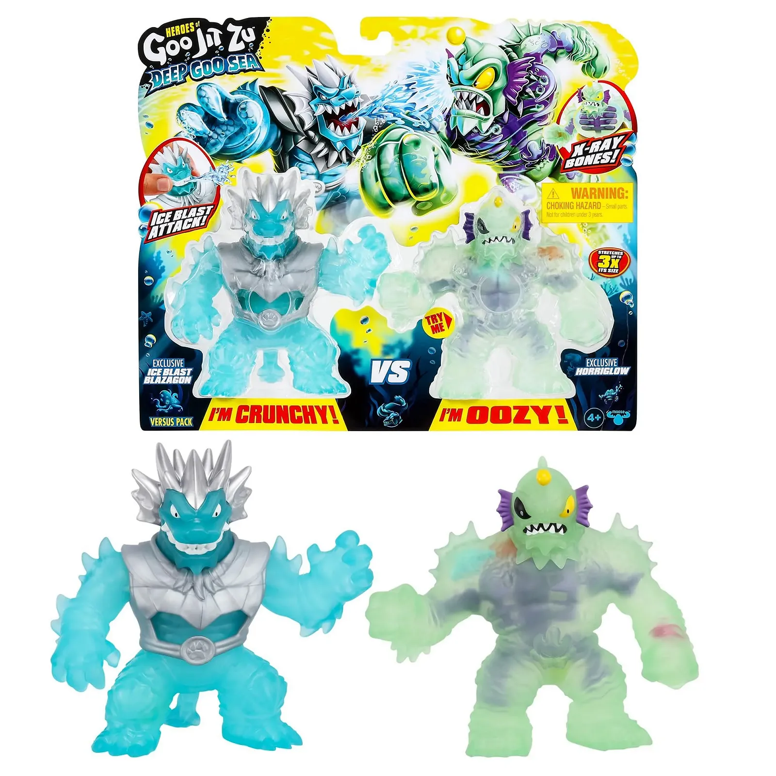 Набор фигурок Heroes of Goo Jit Zu Deep Goo Sea Ice Blast Blazagon vs Horriglow Super Stretchy, фото №1 Набор фигурок Heroes of Goo Jit Zu Deep Goo Sea Ice Blast Blazagon vs Horriglow Super Stretchy, фото №1