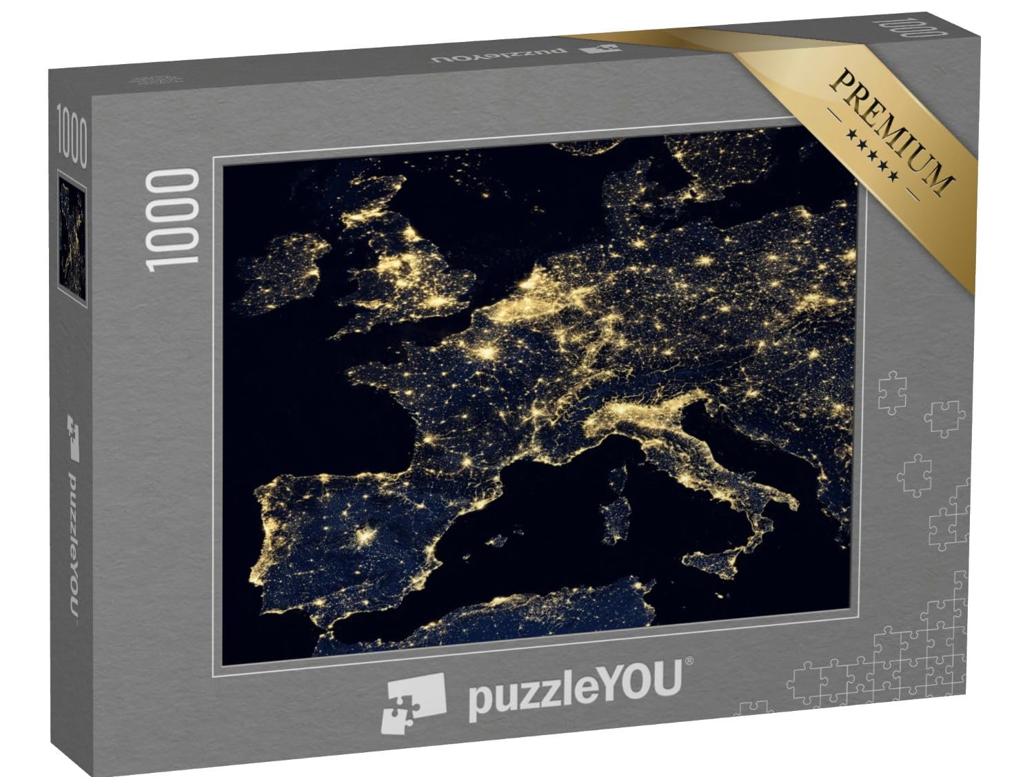 Пазл puzzleYOU Space Universe, Sky & Seasons Puzzle Collection Огни городов на карте мира, Европа, NASA 1000 элементов, фото №1
