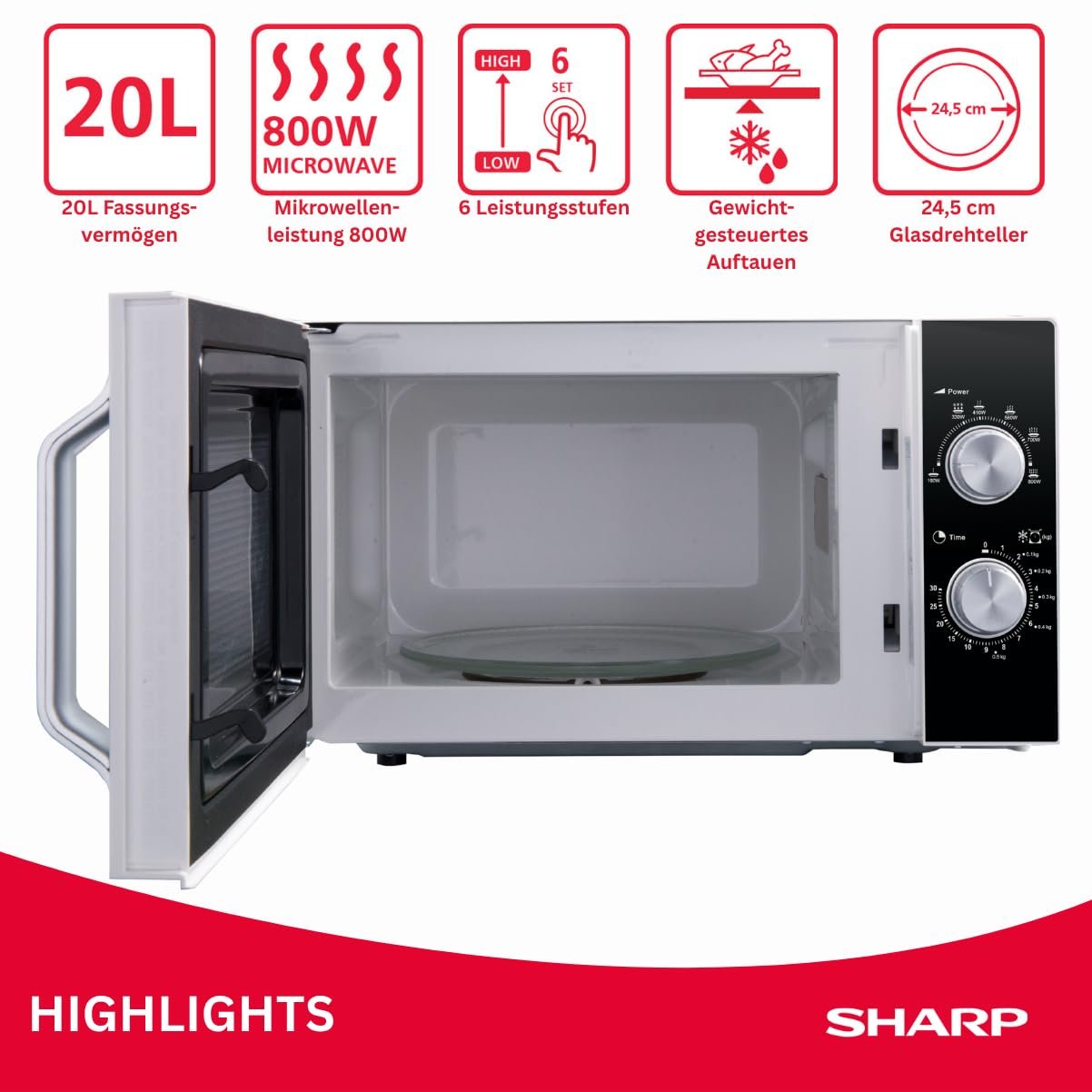 Мікрохвильова піч Sharp Solo R204BA 20 л 800 Вт Чорна, фото №3 Мікрохвильова піч Sharp Solo R204BA 20 л 800 Вт Чорна, фото №3