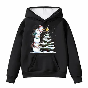 Худи для девочек подростков - Печатная толстовка с капюшоном, мягкий флисовый пуловер с длинными рукавами с праздничным дизайном для зимы и семейных встреч - Фото 1