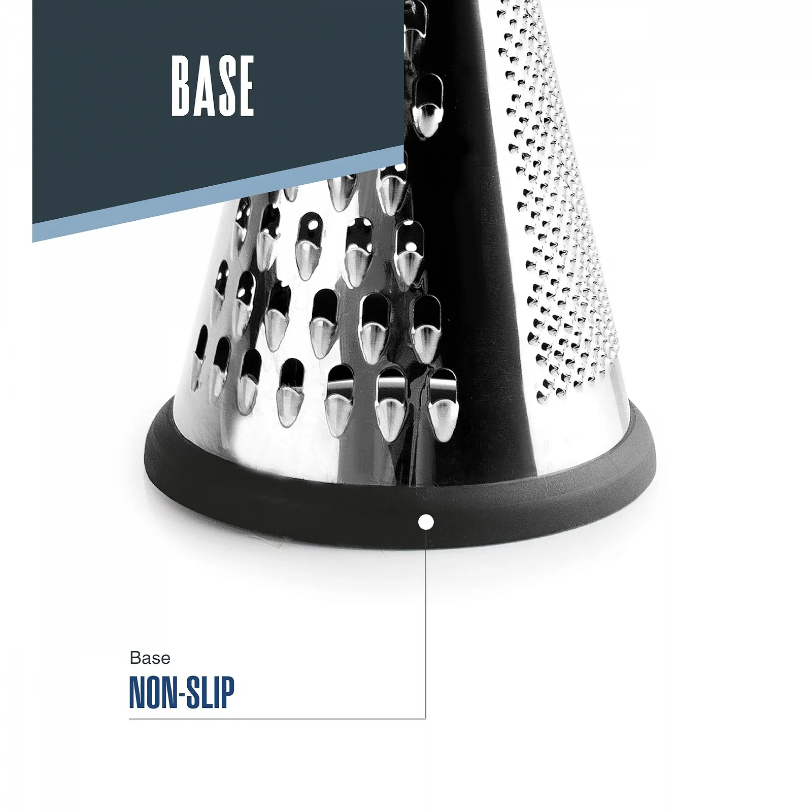 Терка конічна Lacor 61366, нержавіюча сталь, ручка з бука, три типи сіток, нековзна основа, фото №4