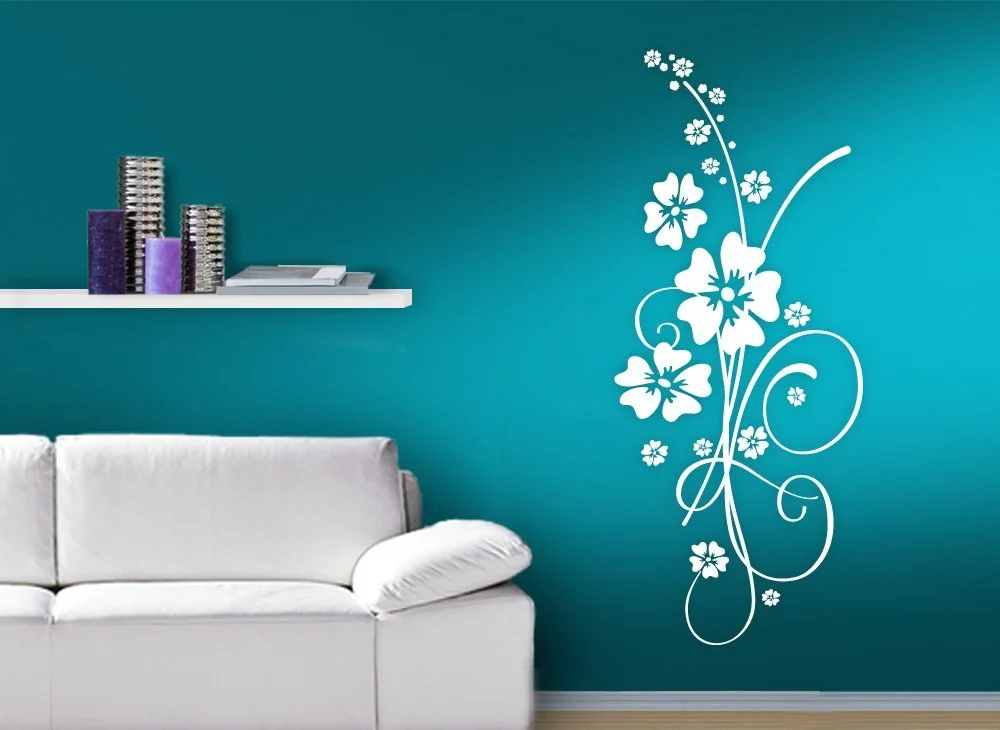 Наклейка на стену Grandora Hibiscus Flower Tendril Elainore I 33 x 80 см Белая W5031, фото №7