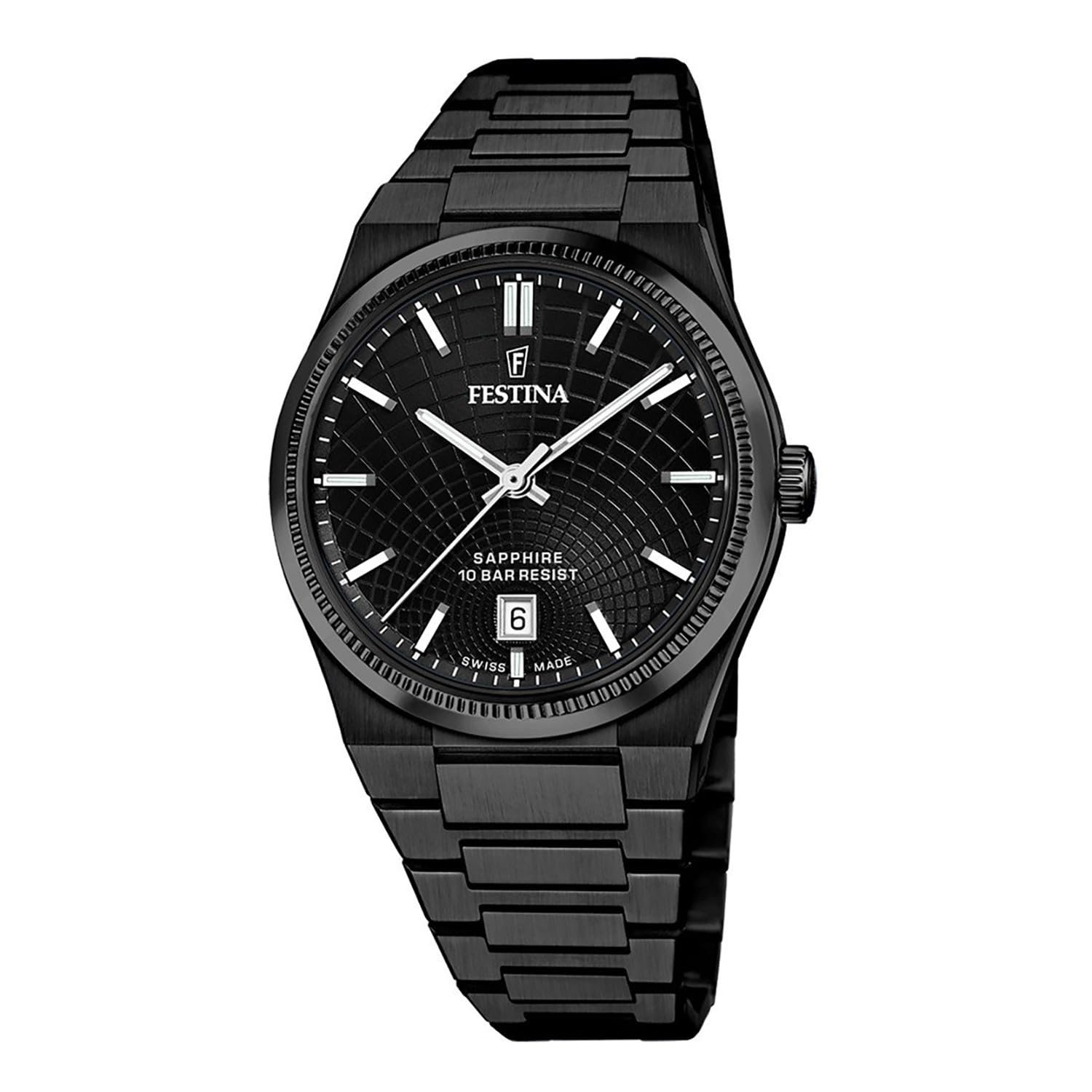 Годинник Festina Rive Swiss Made Acier Black, Браслет, фото №1
