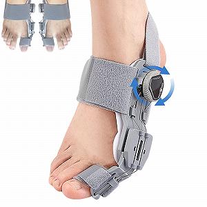 Шина для корекції Hallux Valgus, регульована, з кнопковими шинами з 4 кутами фіксації, потовщеною силіконовою підкладкою, для лівої та правої ноги, сіра - Фото 1