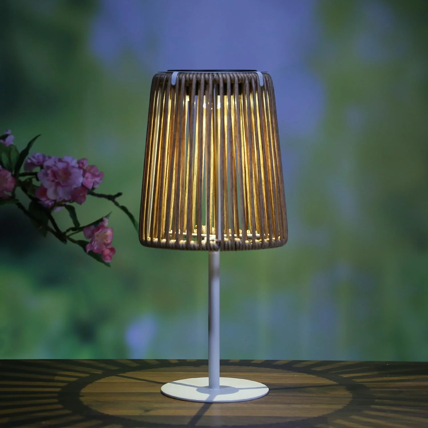 Настільна лампа MARELIDA LED Solar Plastic Rope Rattan Look Basket Look Warm White 19 см Brown, фото №1