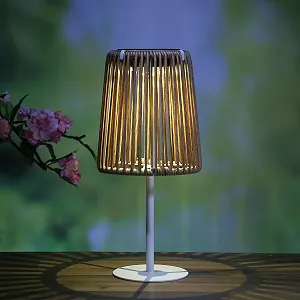 Настільна лампа MARELIDA LED Solar Plastic Rope Rattan Look Basket Look Warm White 19 см Brown - Фото 1