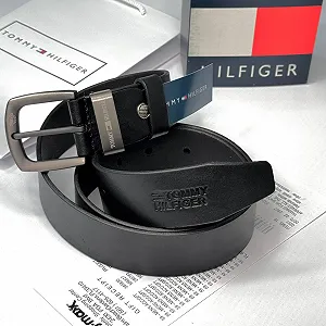 Чоловічий ремінь Tommy Hilfiger чорний шкіряний пояс Томмі Хілфігер synthetic.ua - Фото 1