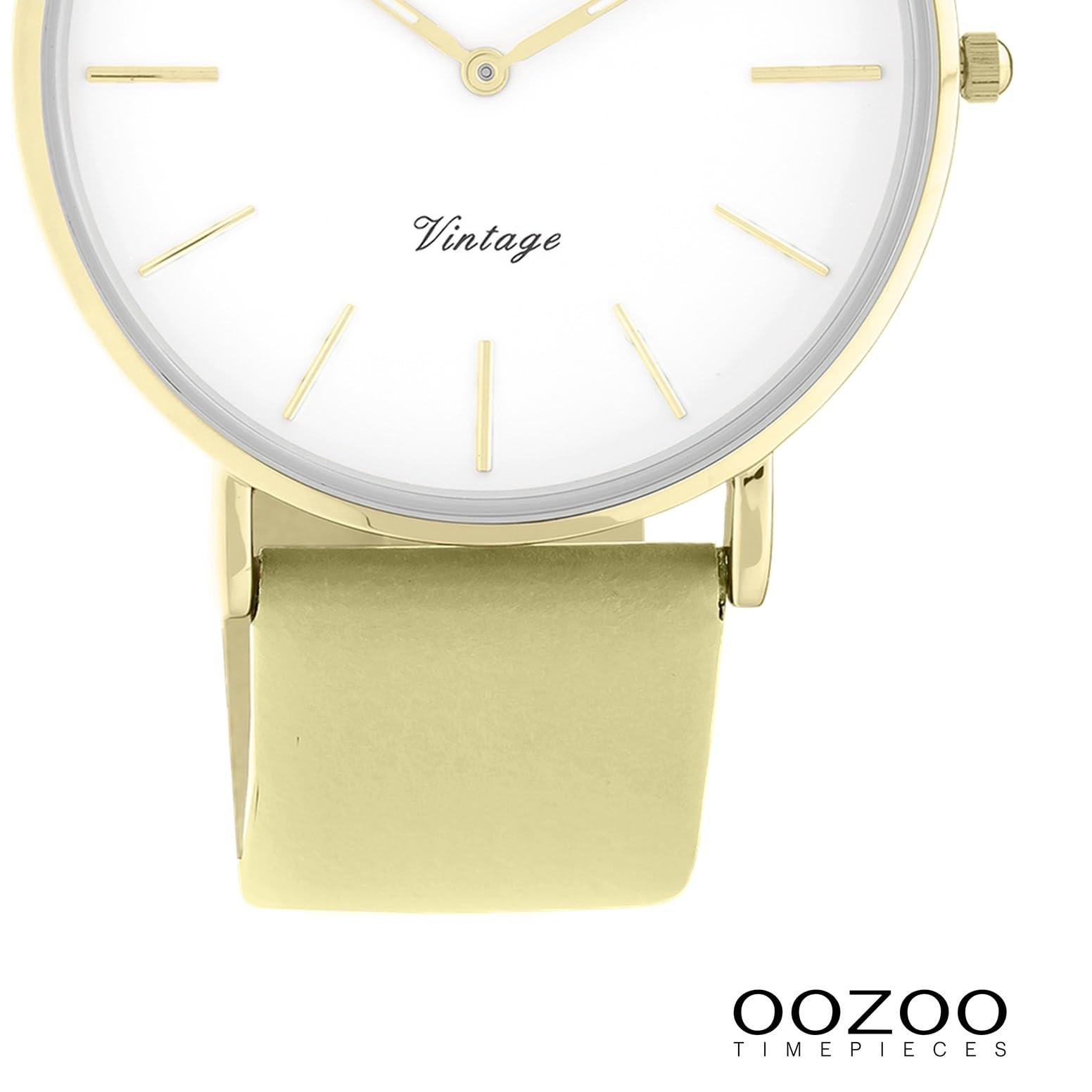 Женские часы Oozoo Vintage Series UOC20306 Аналоговые Кожа Песочный Желтый Зеленый UOC20306, серебристый / белый, Ремешок., фото №3